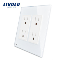 Livolo US-Standard Steckdose Steckdose Weißes Kristallglas 15A AC 125 ~ 230V Steckdose VL-C5C2US-11 / VL-C5C2US-11